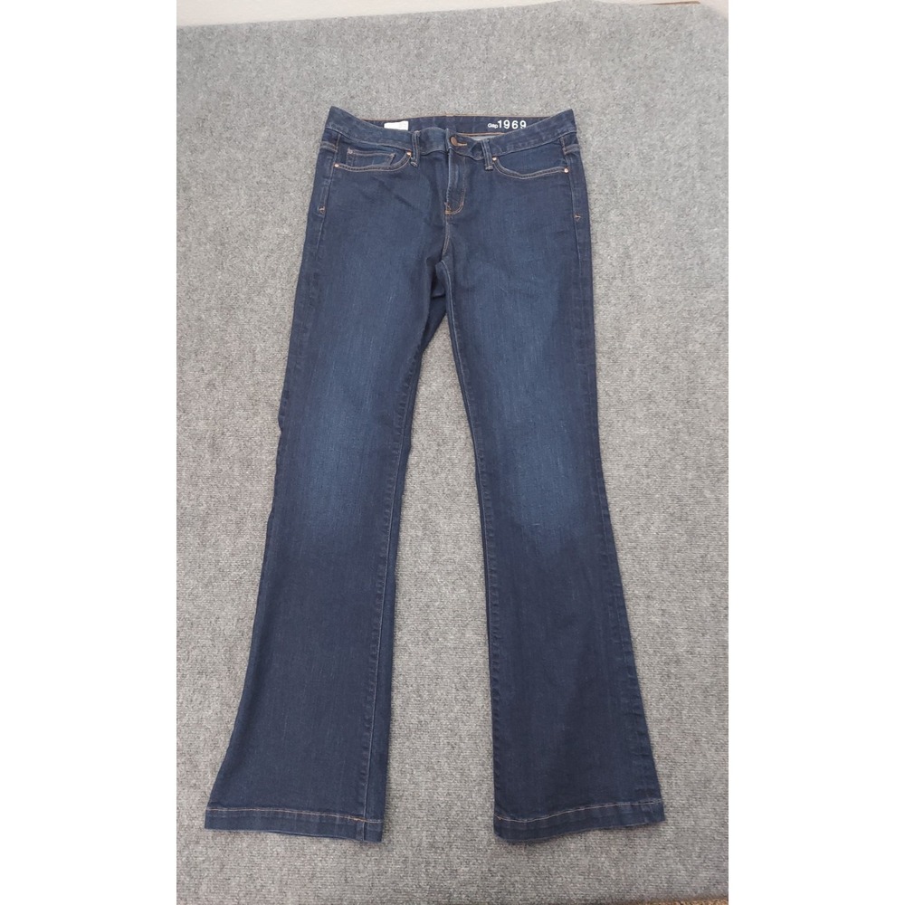 Gap 1969 Jeans Womens 32 XL Blue Long And Lean Trouser Denim Dark Wash Stretch